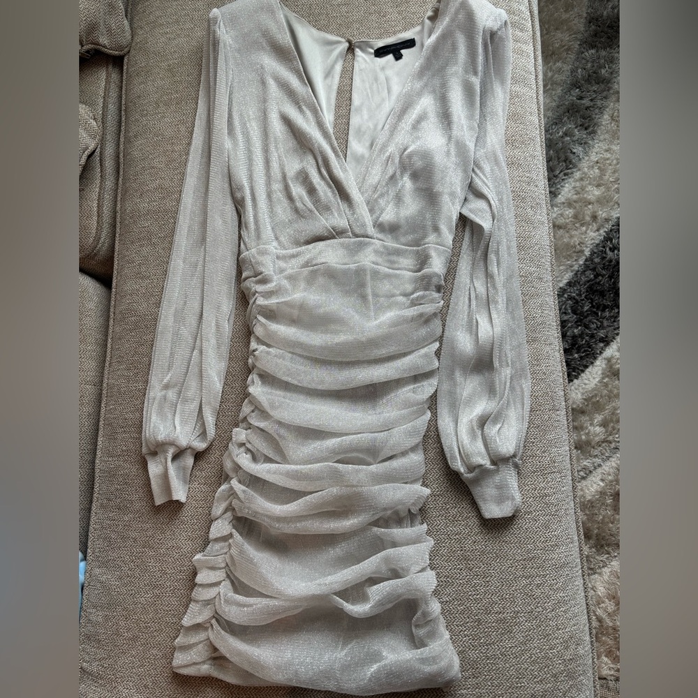 Symphony Elegant Silver Long Sleeve Dress